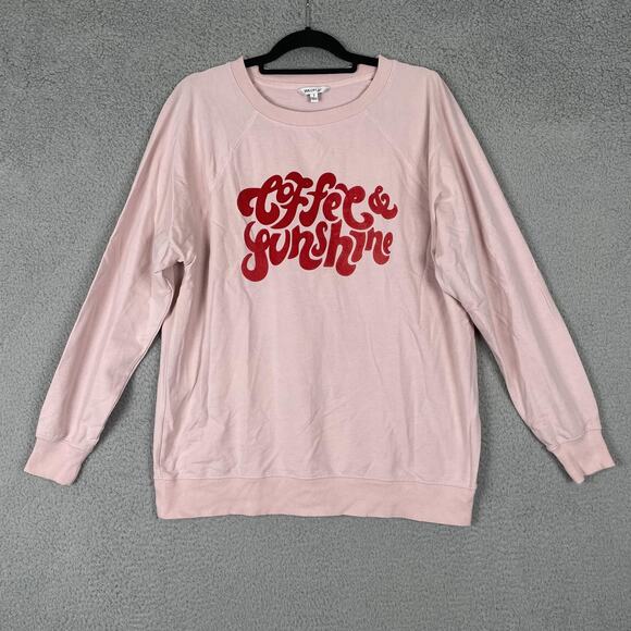 Wildfox Tops - Wildfox Sweatshirt Womens Small Pink Coffee & Sunshine Pullover Crewneck Graphic